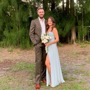 Elegant Light Blue Maxi Dress